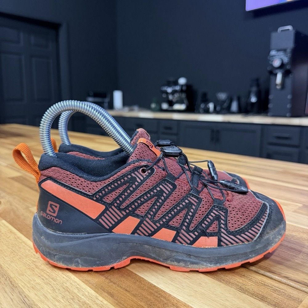 Salomon XA Pro V8 Kids US Sz 2 Waterproof Running Shoes Orange Black NO INSOLES